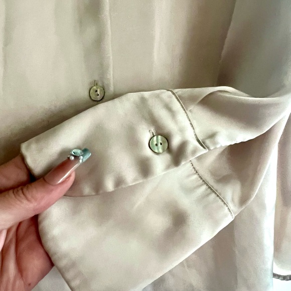 Zara Cream Satin Button Down Shirt - Picture 4 of 7